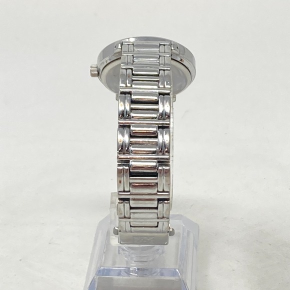 Anne Klein Diamond Watch Women 32mm Silver Tone Round New Battery 7.25" - Picture 6 of 14